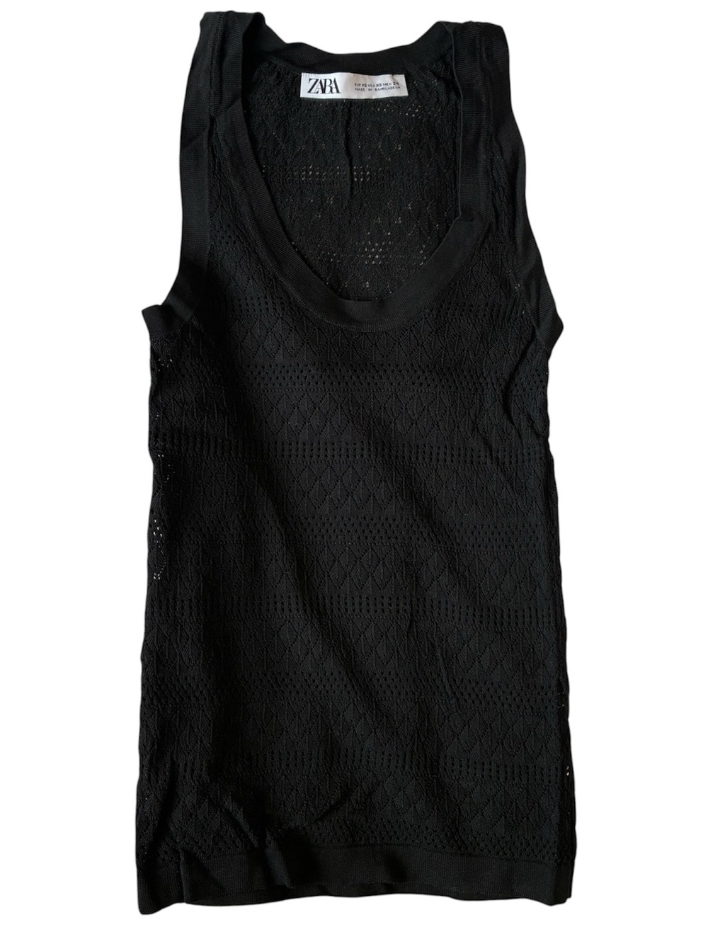 Zara Black Knit Openwork Tank Top